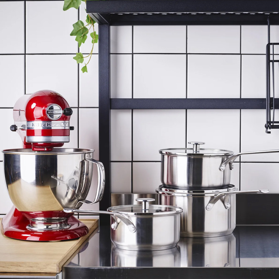 Набір ковшів з кришками 16/18/20 см, 1,5/2,1/3,1 л KitchenAid Stainless Steel Sheet (CC005740-001)