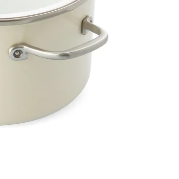 Каструля з кришкою KitchenAid Steel Core, 24 см, 6 л, мигдальний крем (CC003269-001), купити в Україні, найкраща ціна – KitchenAid - Фото 1