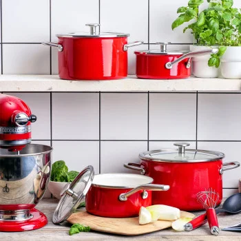 Набір посуду KitchenAid Steel Core, 10 предметів, 16/18/20/24 см, 1,3/2/3,7/6 л, червоний (CC004921-001), купити в Україні, найкраща ціна – KitchenAid - Фото 1